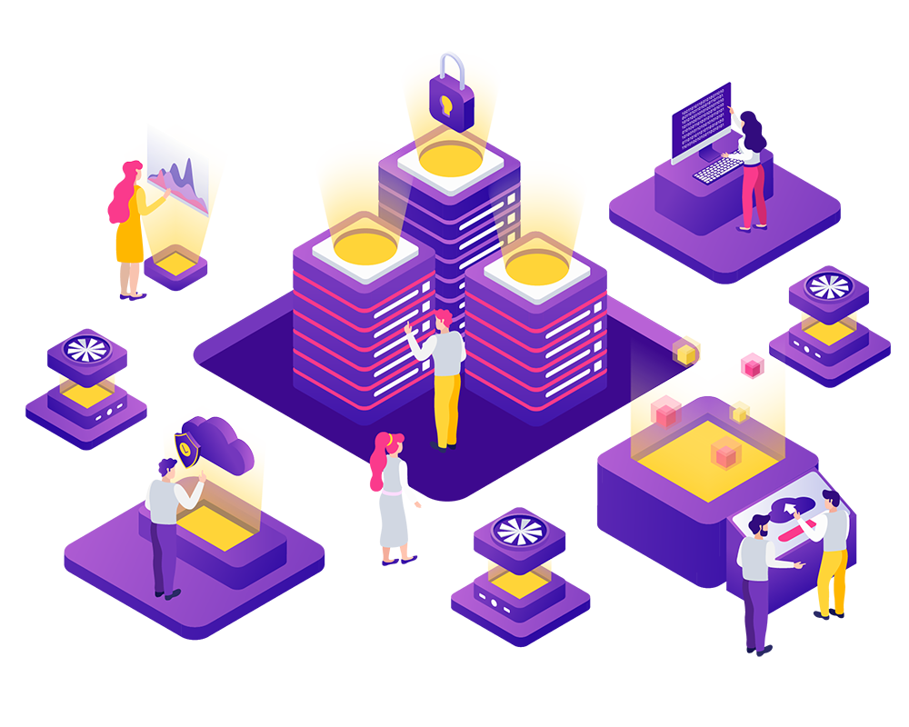 Datacenter isometric composition
